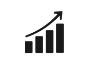 erstelle mir ein diagram icon, 4 balken links kleiner balken und die weiteren werden größer. pfeil nach oben paralell