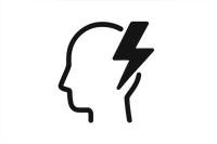 icon with lightning for present headeachs icon in black without backround